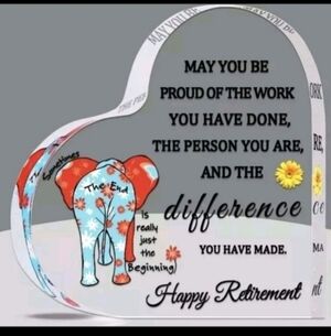 HAPPY RETIREMENT GIFT PLAQUE DECOR ACRYLIC ELEPHANT